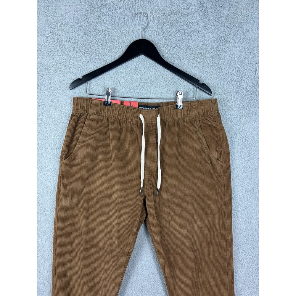 Iron Co. Rigid Jogger Pants Mens 36x27 Brown Corduroy Relaxed Fit Casual Men New